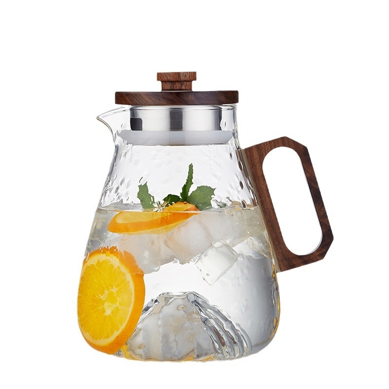 Set čaša za vodu od borosilikatnog stakla sa dizajnom pahulje i hladnim čajnikom, velike kapacitete, otporno na toplinu, s držačem