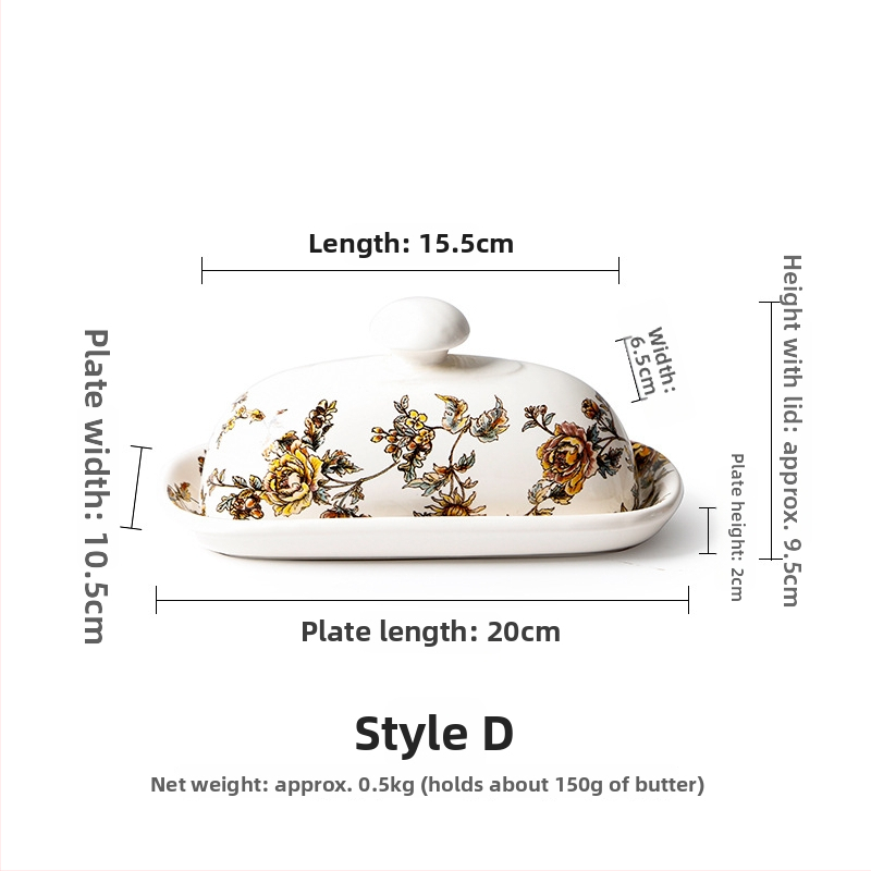 Керамична кутия за масло и сирене за съхранение, творчески ретро стил (керамика; съхранение на масло/сирене; национален моден стил; есен 2019)