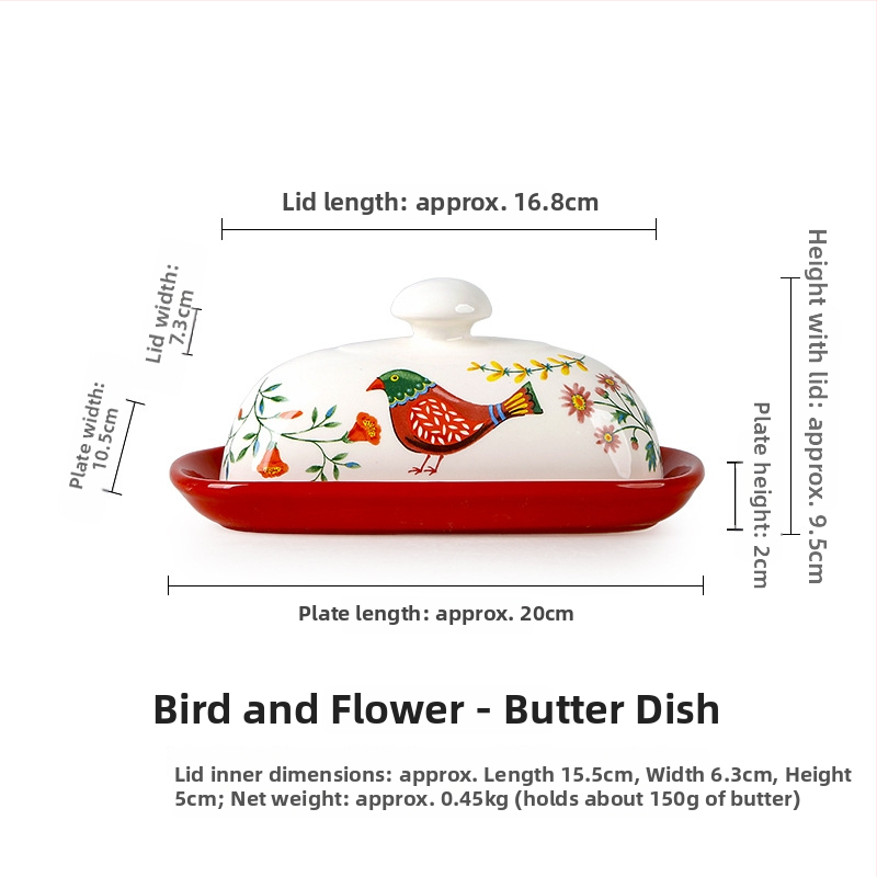 Керамична кутия за масло и сирене за съхранение, творчески ретро стил (керамика; съхранение на масло/сирене; национален моден стил; есен 2019)