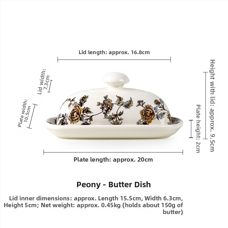 Керамична кутия за масло и сирене за съхранение, творчески ретро стил (керамика; съхранение на масло/сирене; национален моден стил; есен 2019)