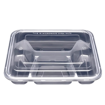 Cutie de prânz de unică folosință cu mai multe compartimente, îngroșată, etanșă la scurgeri, din PP transparent, de calitate alimentară, potrivită pentru microunde