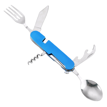 Set de tacâm din oțel inoxidabil, pliabil, 3 piese pentru exterior – cuțit, furculiță și lingură, demontabil, multifuncțional