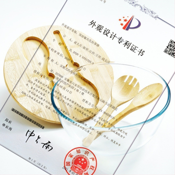 ECOWAY Veľká kruhová sklenená misa na šalát s bambusovým viečkom a bambusovou vidličkou so lyžicou, mikrovlnky vhodné, sklo s vysokým borosilikátom