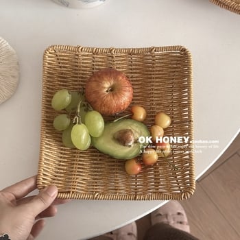 Farfurie pentru fructe cu design minimalist din ratan împletit pentru uz casnic, Calitate întâi, model F99SJTH8TJHJM8