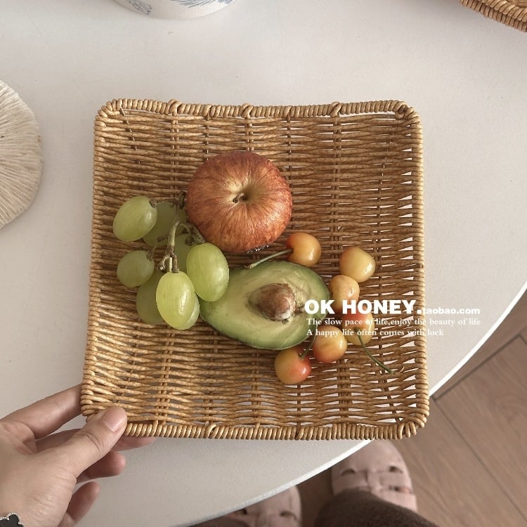 Farfurie pentru fructe cu design minimalist din ratan împletit pentru uz casnic, Calitate întâi, model F99SJTH8TJHJM8