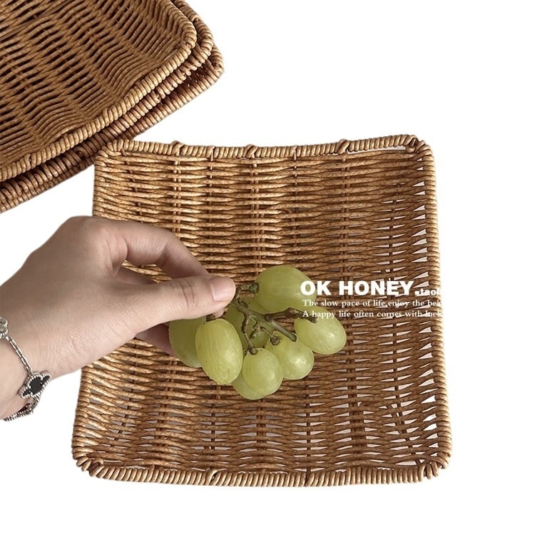 Farfurie pentru fructe cu design minimalist din ratan împletit pentru uz casnic, Calitate întâi, model F99SJTH8TJHJM8