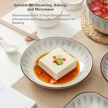 Yahaoda porcelánový súbor riadu – moderný minimalistický štýl s pruhovaným podglazúrom, vhodný do mikrovlnky, sady 28/46/38/52/35 kusov