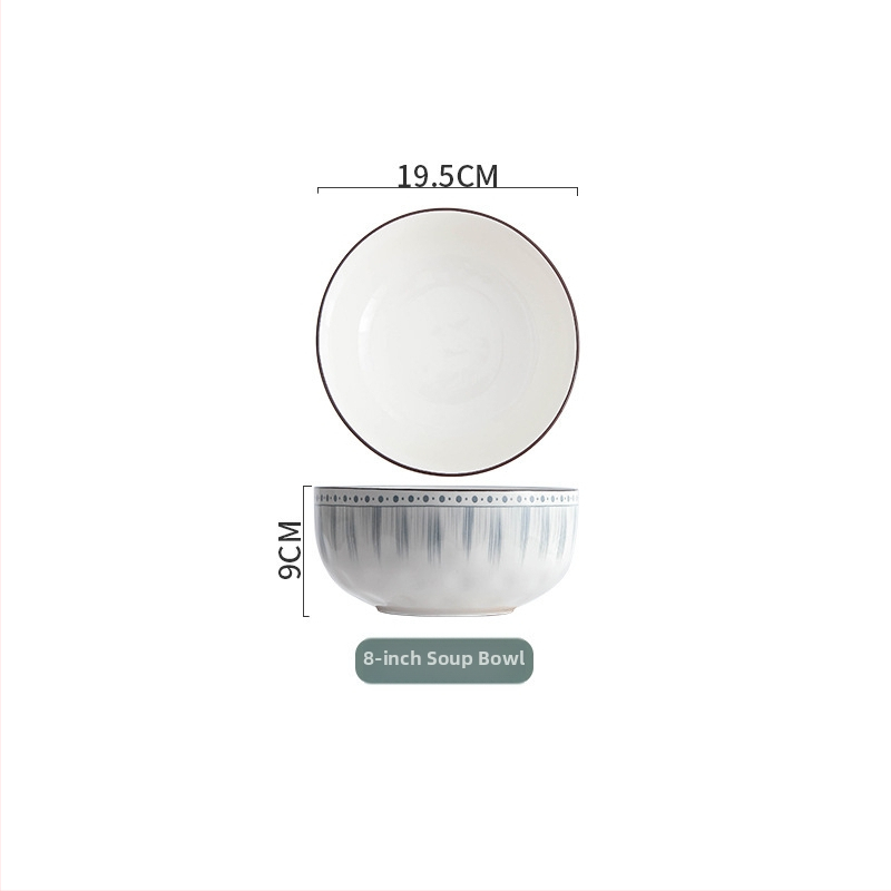 Yahaoda porcelánový súbor riadu – moderný minimalistický štýl s pruhovaným podglazúrom, vhodný do mikrovlnky, sady 28/46/38/52/35 kusov