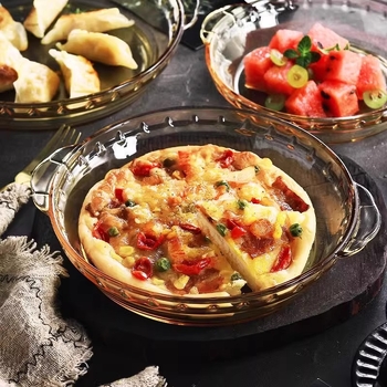 Γυάλινο ταψί για ψήσιμο, ανθεκτικό στη θερμότητα, κατάλληλο για φούρνο μικροκυμάτων, διαφανές πιάτο σερβιρίσματος οικιακής χρήσης