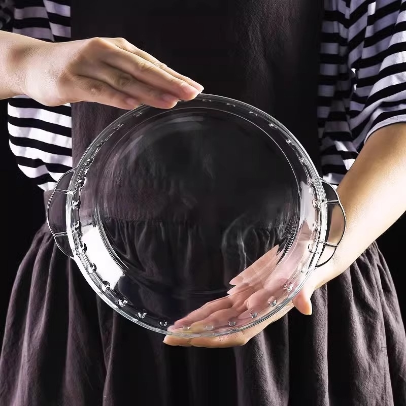 Γυάλινο ταψί για ψήσιμο, ανθεκτικό στη θερμότητα, κατάλληλο για φούρνο μικροκυμάτων, διαφανές πιάτο σερβιρίσματος οικιακής χρήσης