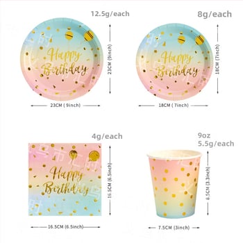 Set de veselă de unică folosință din hârtie pentru petreceri (cești și farfurii) - formă circulară, material hârtie, biodegradabil, imprimare logo personalizabilă, ambalaj 100 de bucăți