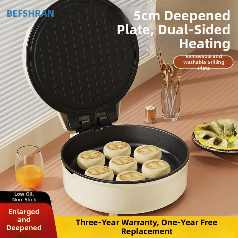 Elektrická panvica na palacinky s dvojitým ohrevom, nelepivá, hlboký dizajn, 1500W, 220V
