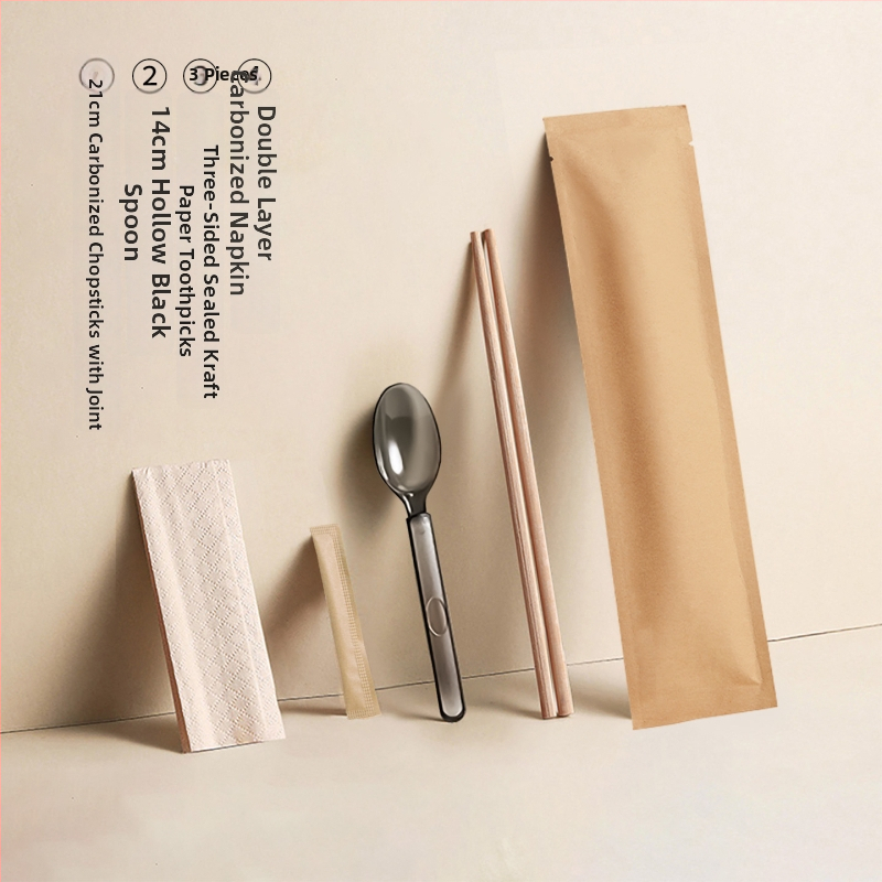 Μίας χρήσης μπαμπού chopsticks με κουτάλι, σετ τεσσάρων τεμαχίων με λογότυπο για επαγγελματικό catering