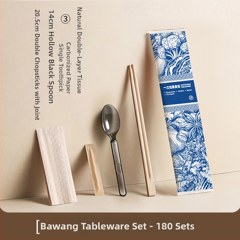 Μίας χρήσης μπαμπού chopsticks με κουτάλι, σετ τεσσάρων τεμαχίων με λογότυπο για επαγγελματικό catering