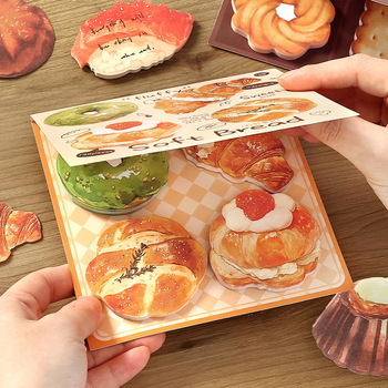 Σετ Post-it σημειώσεων - θεματικό με ψωμί σε ιαπωνικό kawaii στυλ για ημερολόγιο - 120 εσωτερικές σελίδες - Mr. Paper - βασική συσκευασία