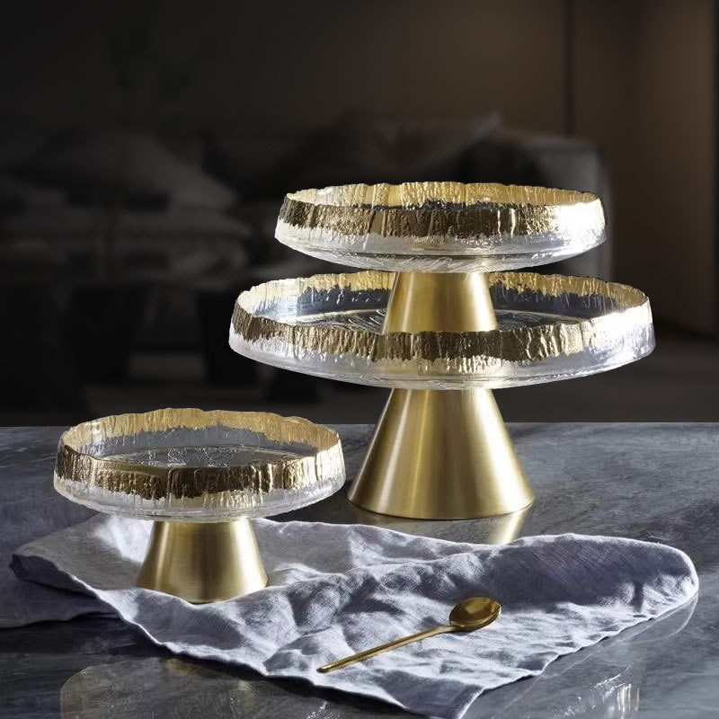 Farfurie de fructe din sticlă cu picioare înalte, model grilă, stil nordic simplu (Material: sticlă; Brand: Peiming; Categorie: farfurie de fructe; Stil: nordic simplu; Model: grilă)