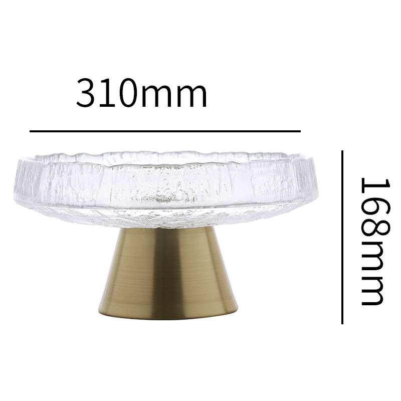 Farfurie de fructe din sticlă cu picioare înalte, model grilă, stil nordic simplu (Material: sticlă; Brand: Peiming; Categorie: farfurie de fructe; Stil: nordic simplu; Model: grilă)