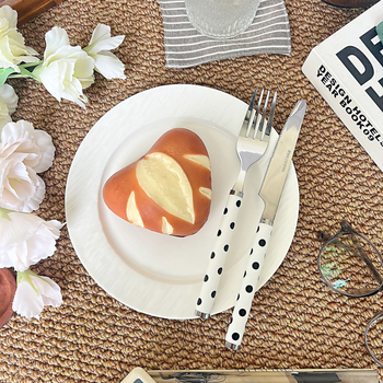 304 rozsdamentes acélból készült evőeszköz készlet: kés, villa és kanál, otthoni használatra, friss és aranyos stílus, torták, desszertek, steak és tészta számára