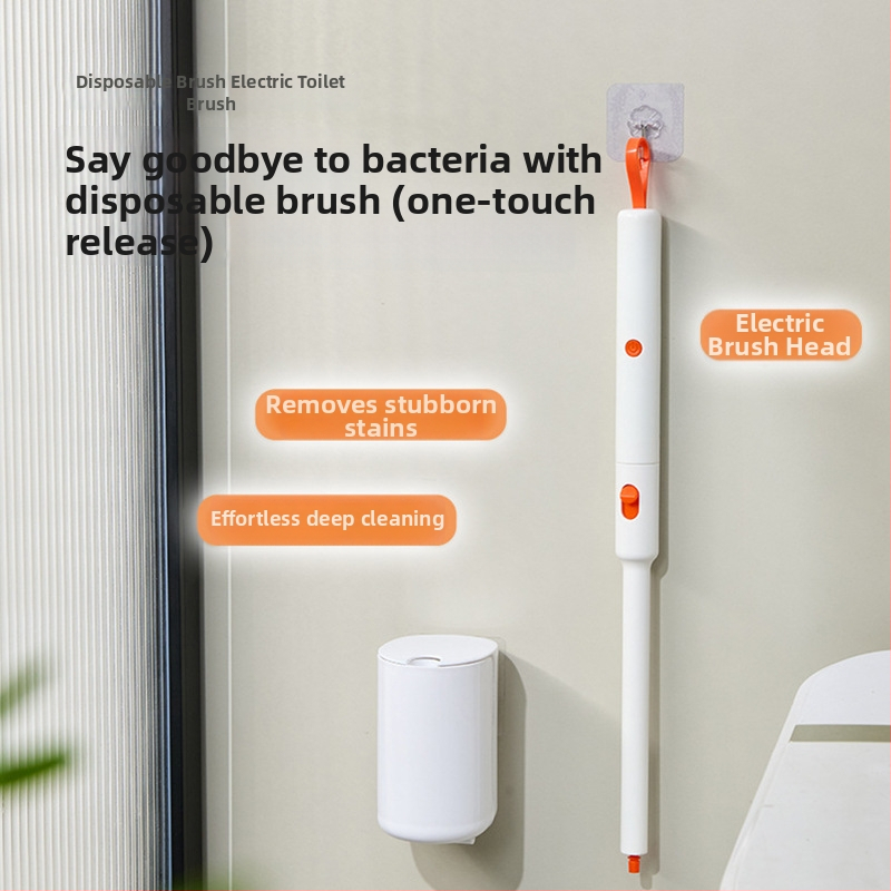 Nástenná elektrická kefa na toaletu na jednorazové použitie s vymeniteľnou hlavou a úložným stojanom | Daily hundred | Plast