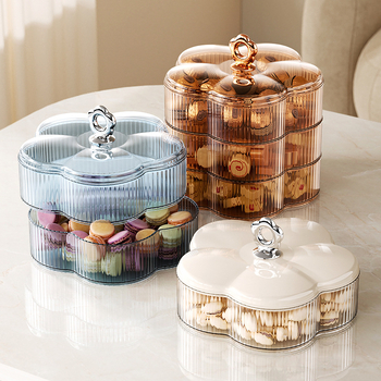 Gyümölcstál snack-tárolóval — virágos mintás csíkos dizájn, világos luxus retro stílus, 2023-as megjelenés, kiváló minőség