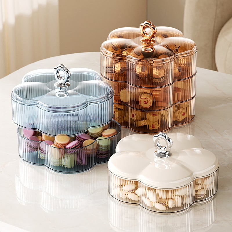 Gyümölcstál snack-tárolóval — virágos mintás csíkos dizájn, világos luxus retro stílus, 2023-as megjelenés, kiváló minőség