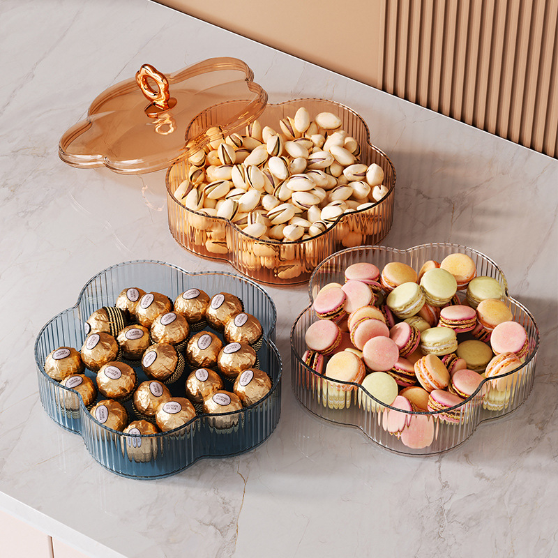 Gyümölcstál snack-tárolóval — virágos mintás csíkos dizájn, világos luxus retro stílus, 2023-as megjelenés, kiváló minőség