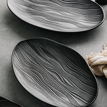 Farfurie ceramică pentru pește la abur — formă neregulată, stil simplu, model 69850, nu este potrivită pentru microunde