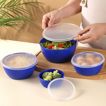 Кръгъл пластмасов комплект за съхранение на храната със затварящи се капаци, 301–500 ml, подходящ за хладилник и фризер