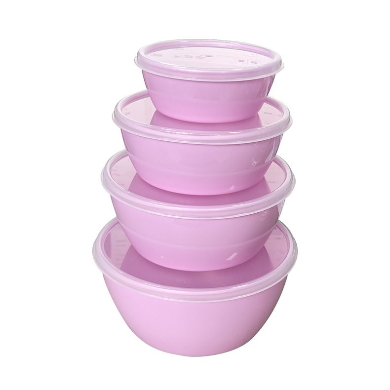 Кръгъл пластмасов комплект за съхранение на храната със затварящи се капаци, 301–500 ml, подходящ за хладилник и фризер