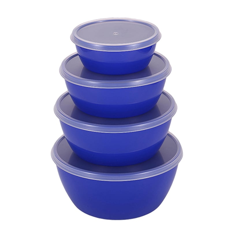 Кръгъл пластмасов комплект за съхранение на храната със затварящи се капаци, 301–500 ml, подходящ за хладилник и фризер