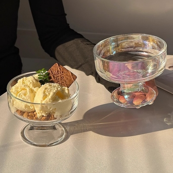 Staklena čašica za desert s pop-up poklopcem i opcijom tiska logotipa, soda-lime staklo, okrugli oblik, moderan jednostavan dizajn