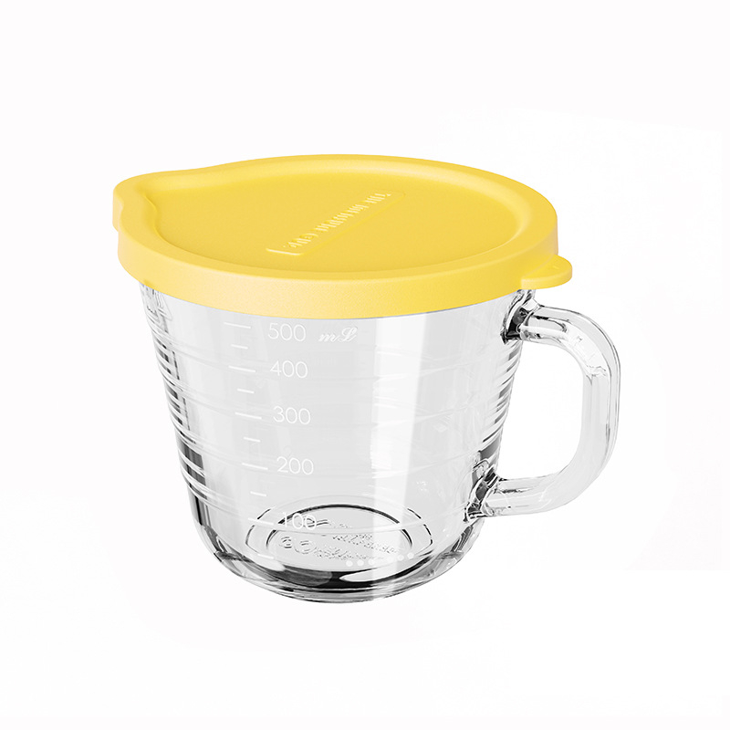 Staklena zdjela za obrok s poklopcem i držkom, mikrovalna kompatibilna, otporna na visoke temperature, kapacitet 301-500 ml