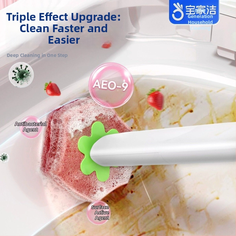 Baojiajie Jednorazová kefa na toaletu na stenu s bezvŕtovým upevnením a vôňou jahody