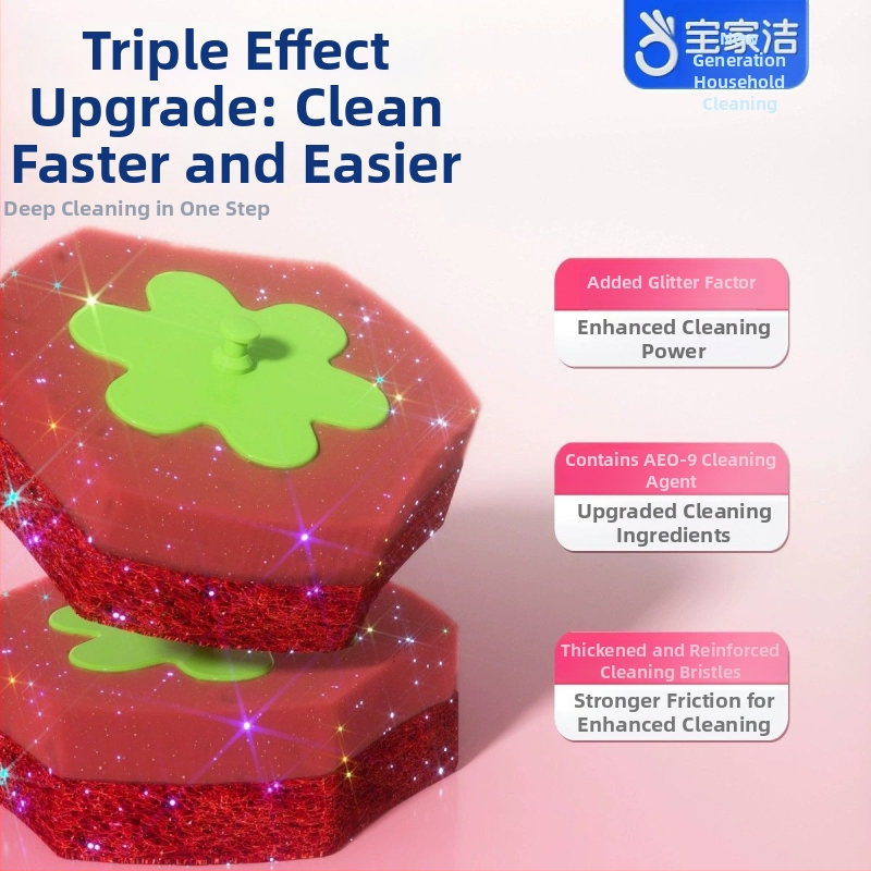 Baojiajie Jednorazová kefa na toaletu na stenu s bezvŕtovým upevnením a vôňou jahody