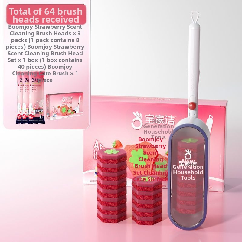 Baojiajie Jednorazová kefa na toaletu na stenu s bezvŕtovým upevnením a vôňou jahody