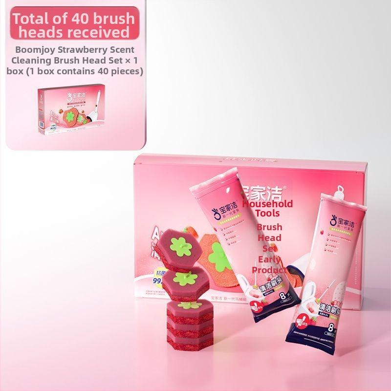 Baojiajie Jednorazová kefa na toaletu na stenu s bezvŕtovým upevnením a vôňou jahody