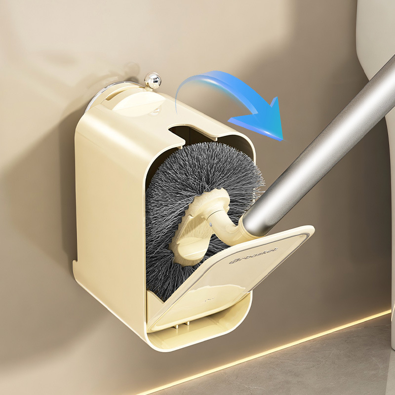 Četka za WC s vakuum podlogom, na zid, bez mrtvih kutova, model 2025 — Plastika; težina 470 g; Značka: Mr. basket; Pakiranje: zasebna kutija + mjehurićni papir
