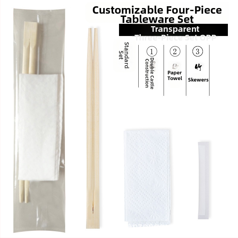 Jednorázové bambusové paličky – štyroch kusov set s logom, možnosť personalizácie, hrúbka 1.5/2.0/2.5/3.5 mm, balené 800 kusov na krabicu