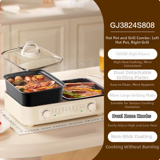 All-in-One Shabu-Shabu lonac, 1800W, tijelo od lijevanog aluminija, dubina unutarnjeg spremnika 9 cm, za 3-4 osobe, regulacija temperature