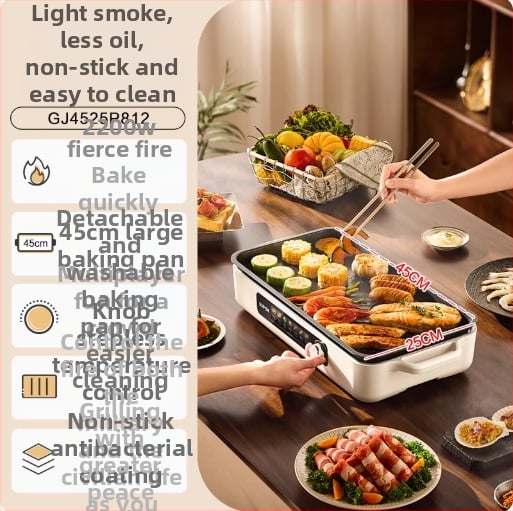 All-in-One Shabu-Shabu lonac, 1800W, tijelo od lijevanog aluminija, dubina unutarnjeg spremnika 9 cm, za 3-4 osobe, regulacija temperature