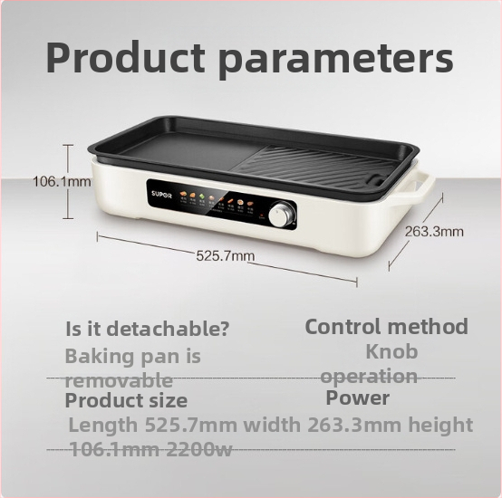 All-in-One Shabu-Shabu lonac, 1800W, tijelo od lijevanog aluminija, dubina unutarnjeg spremnika 9 cm, za 3-4 osobe, regulacija temperature