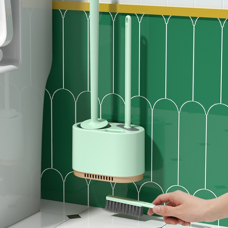 Zidni 3-u-1 set četkica za WC s odvодnom četkom i bazom | Plastika | 365 g
