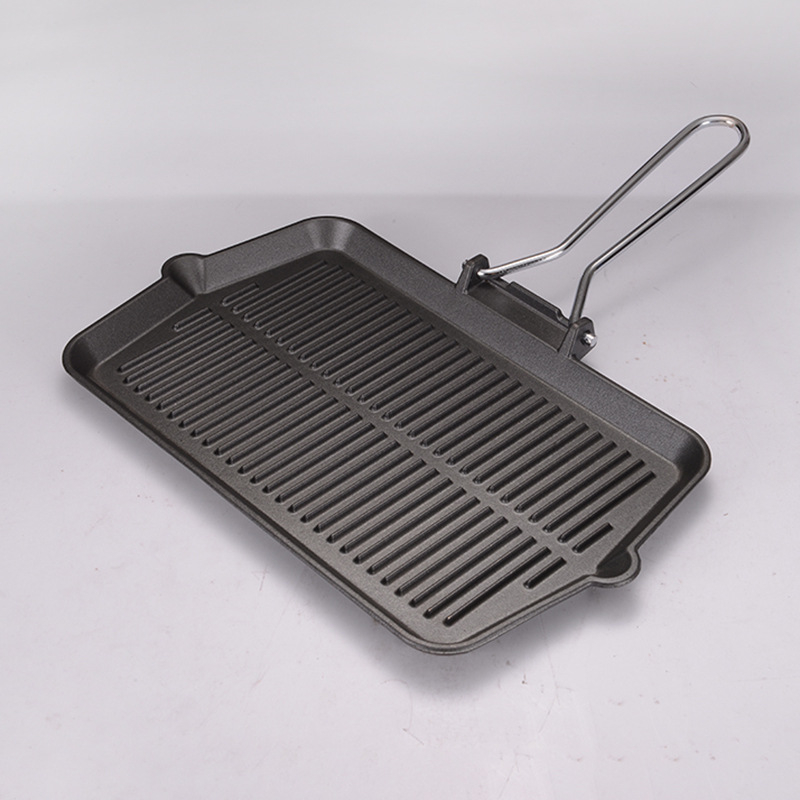 Teppanyaki tava od lijevanog željeza, kvadratnog oblika, 1,2 kg, prilagodljiva prerada