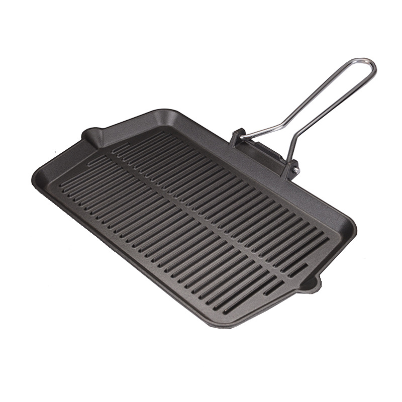 Teppanyaki tava od lijevanog željeza, kvadratnog oblika, 1,2 kg, prilagodljiva prerada