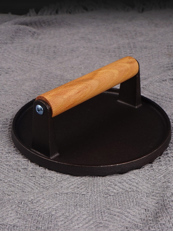 Ploča za pritiskanje mesa od lijevanog željeza – prenosni roštilj alat za 1–2 osobe, težina 1010 g