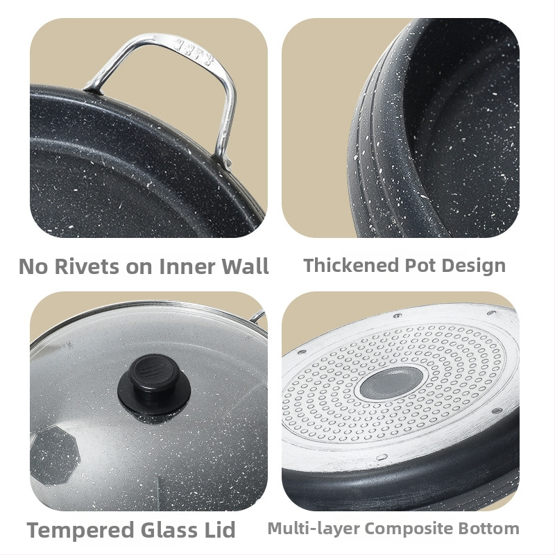 Teppanyaki tiganj s nelepivim dnom, aluminijska legura, višeslojno dno, koreanskog stila, kompatibilan s indukcijom i plinom