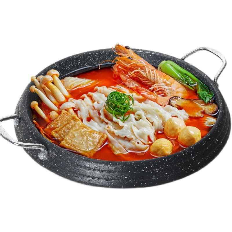 Teppanyaki tiganj s nelepivim dnom, aluminijska legura, višeslojno dno, koreanskog stila, kompatibilan s indukcijom i plinom