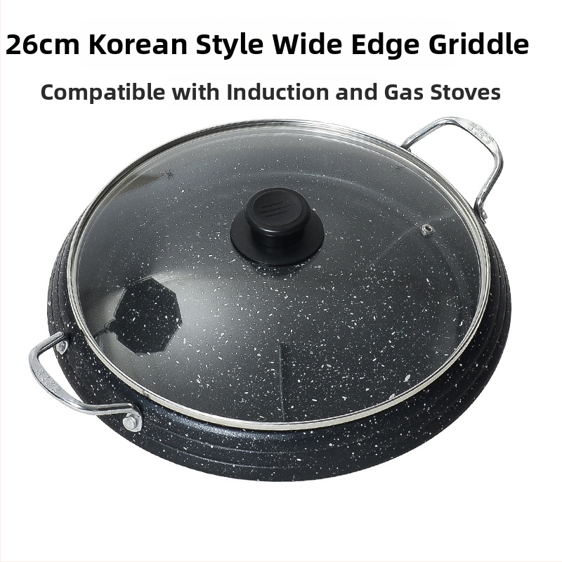 Teppanyaki tiganj s nelepivim dnom, aluminijska legura, višeslojno dno, koreanskog stila, kompatibilan s indukcijom i plinom