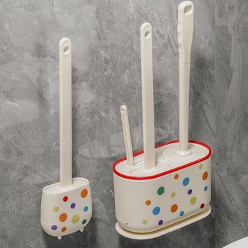 Zidna četka za WC s bazom, dugačkim držalom, 3-u-1 set, plastična