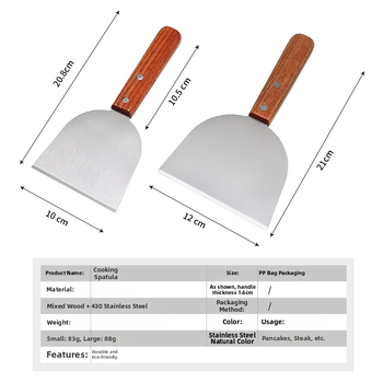 Hexinjia nerezová oceľ s drevenou rukoväťou kuchynská špachtľa pre domáce použitie, univerzálne použitie, moderný minimalistický štýl, možnosť prispôsobenia